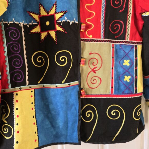 Draper’s & Damon’s Patchwork Embroidered Jacket Small Vintage Boho Artsy Lined - Picture 7 of 9